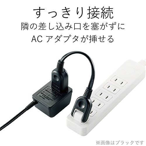 ELECOM Power Strip 0.1m AC Adapter Power Extension Cord 1 Outlet Swivel Plug