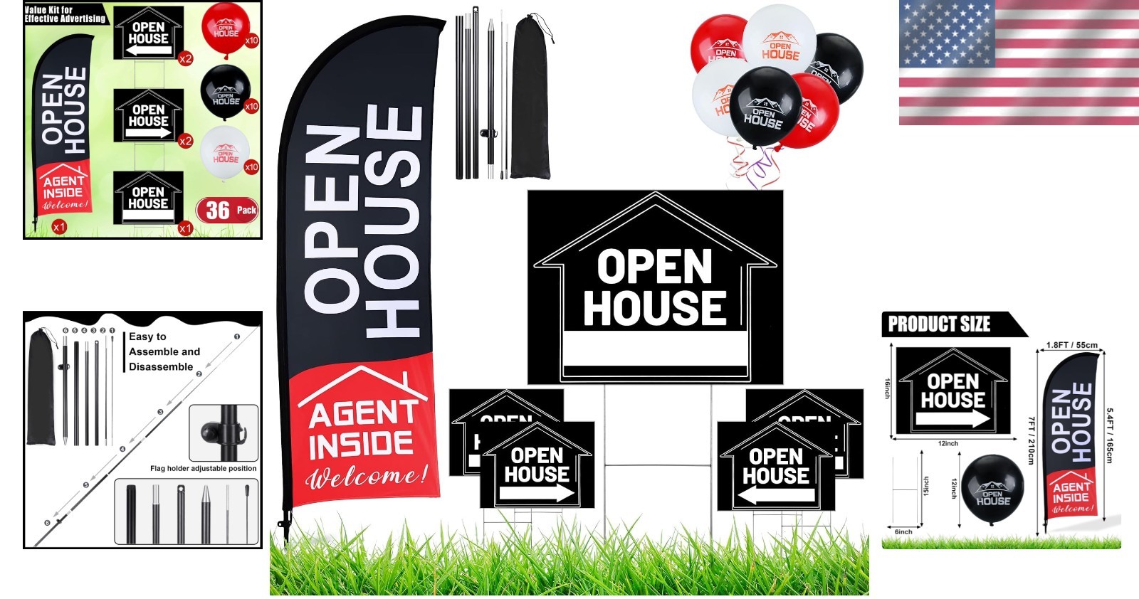 Real Estate Open House Package – 30 Balloons, 5 Signs