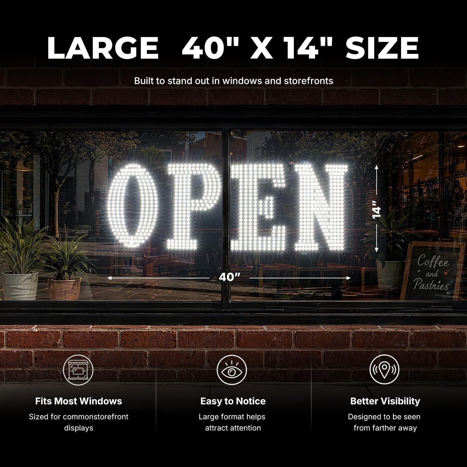 40″ LED Open Sign with Remote – Bright Display for Shops, Bars & Restaurants