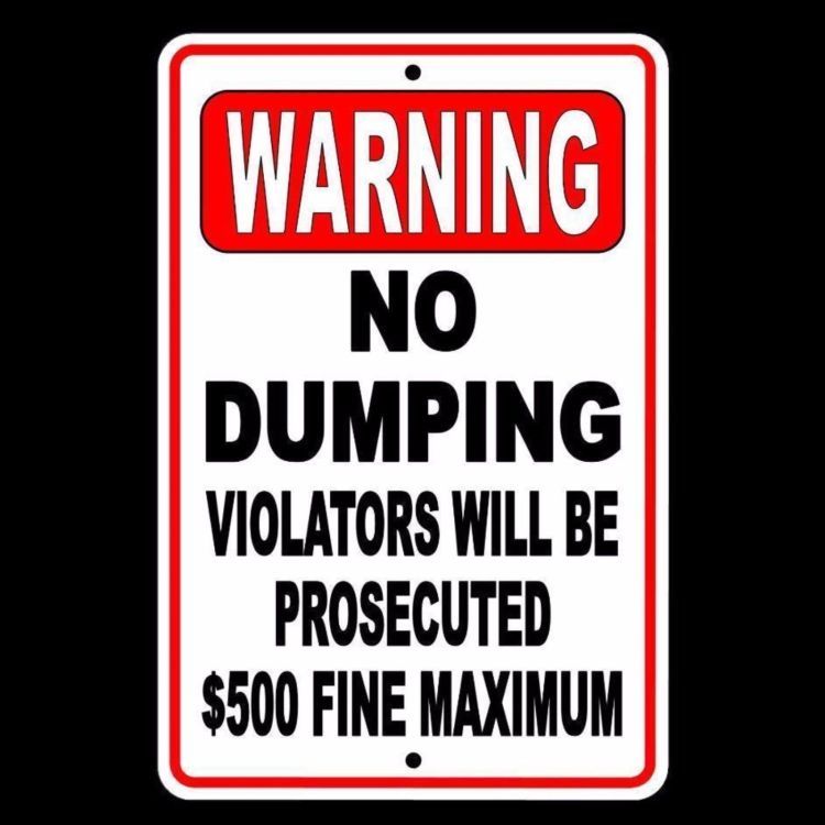Warning No Dumping Violators Will Be Prosecuted $500 Fine 8″ x 12″ Sign SND002