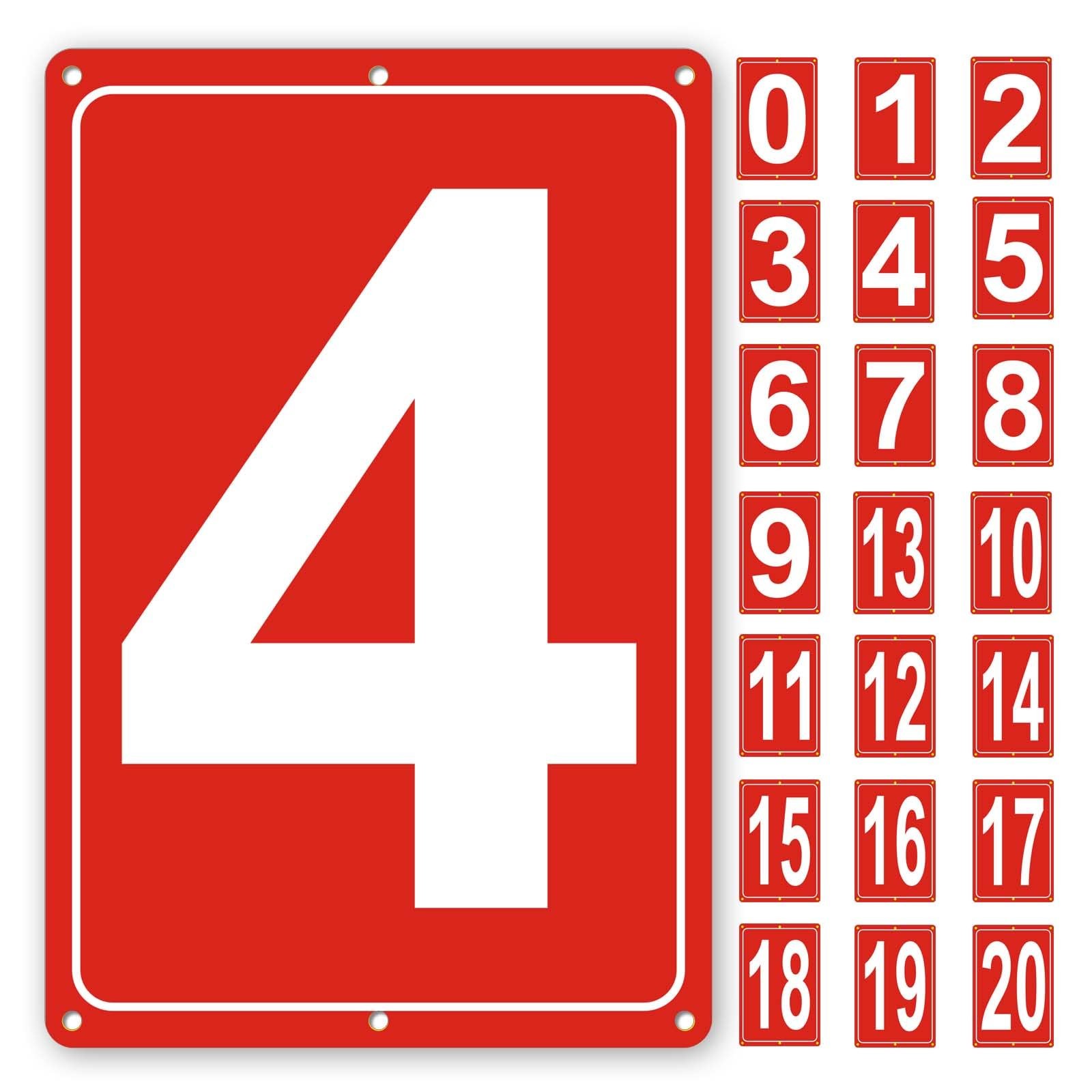 Numbered Sign 4 Aluminum Tennis Court Signage 12×8 Inch Parking Lot Metal