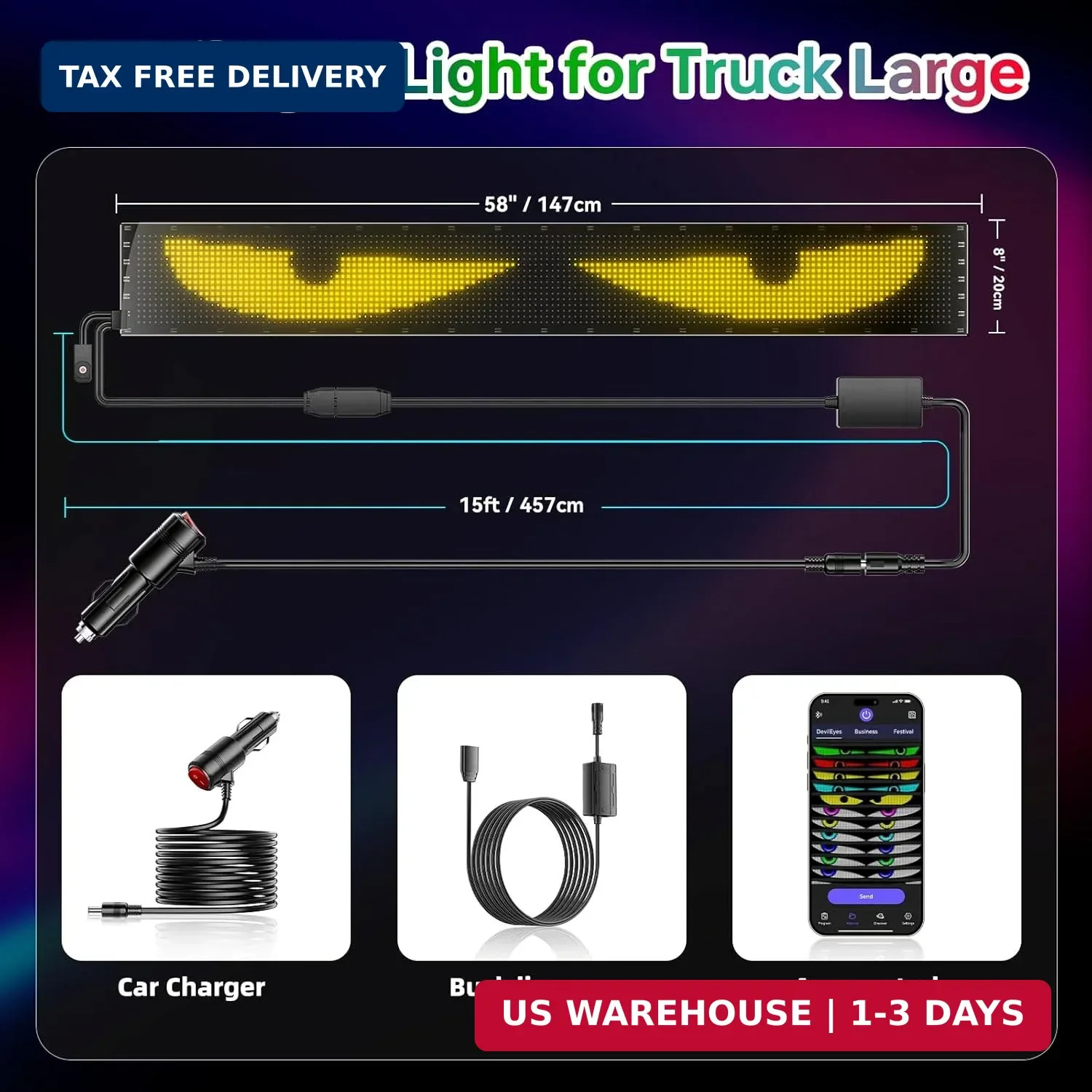 Devil Eyes Light for Cars,Flexible Scrolling Programmable LED Signs,LED Eyes for