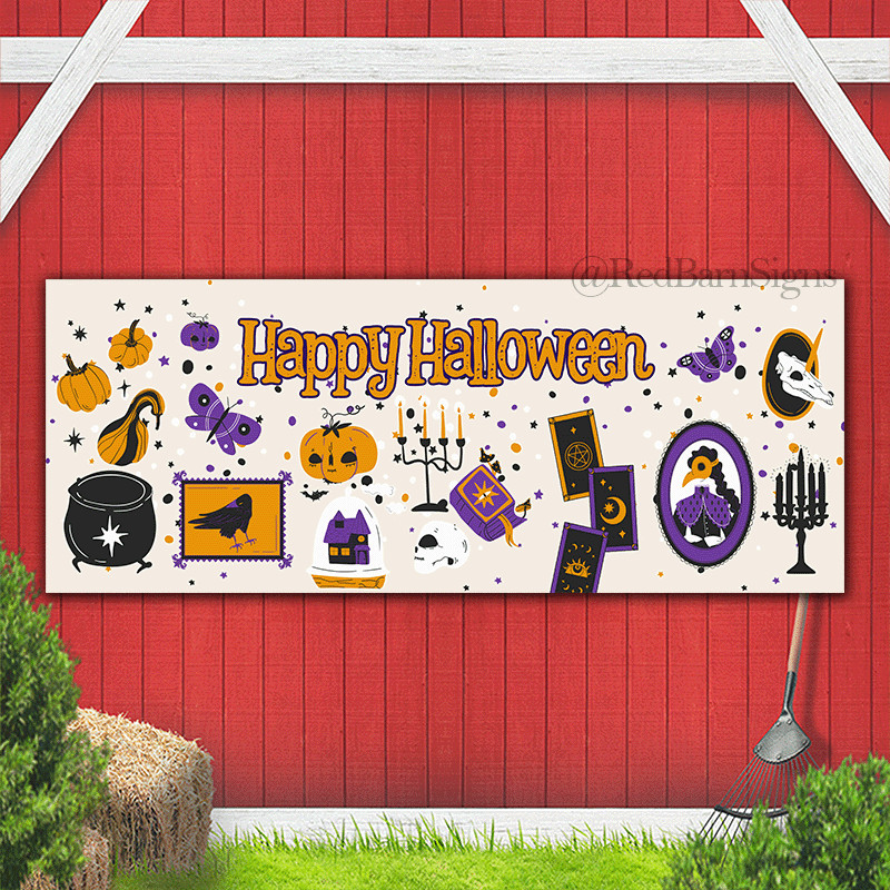 Happy Halloween banner Halloween elements