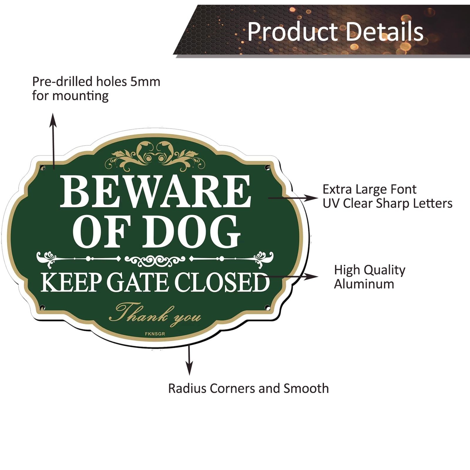10×7 Inch Rust Free Aluminum Beware Of Dog Keep Gate Closed Yard Sign 2 PCS