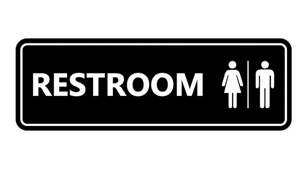 Standard All Gender Restroom Sign Black – Large 1 Pack
