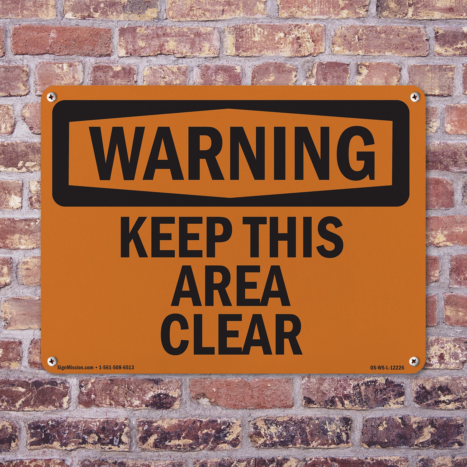 Keep This Area Clear OSHA WARNING Sign Metal, Plastic, Or Decal – 5 or 10 Pack