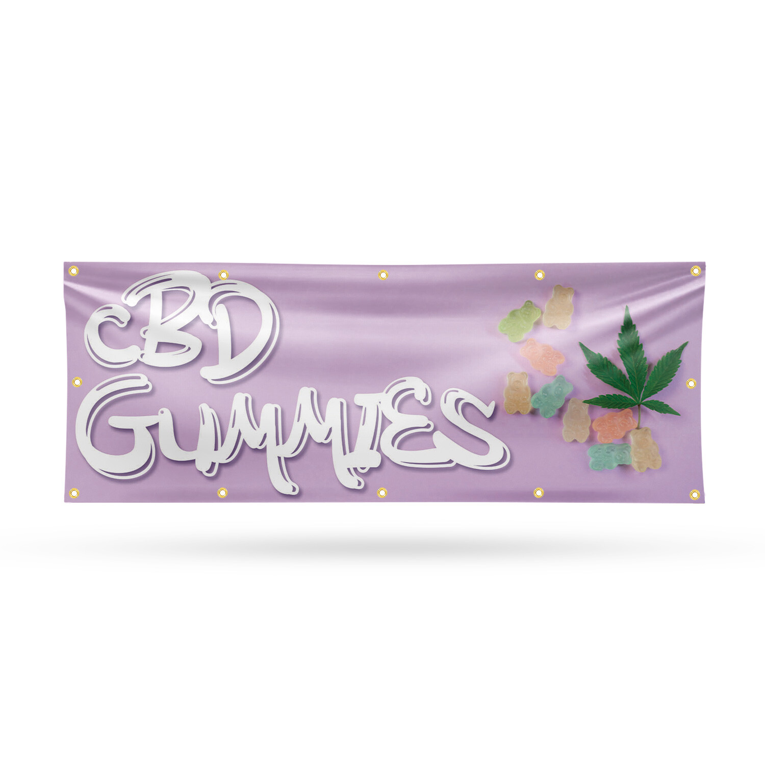 CBD Gummies 13 oz Vinyl Banner Sign with Metal Grommets Heavy-Duty Single-Sided