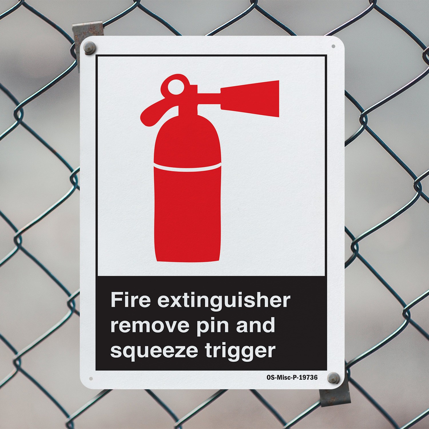 Fire Extinguisher Remove Pin And Squeeze Trigger ANSI Sign, Decal 5 or 10 Pack