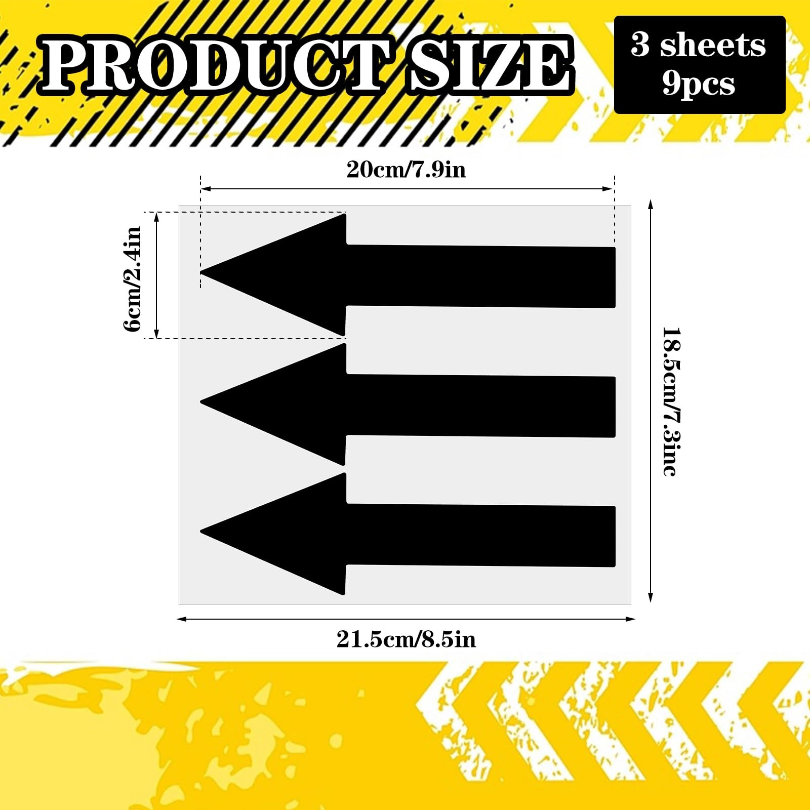 9 Pack Arrow Decal Stickers – PVC Waterproof Wall Marking Signs – Self Adhesi…