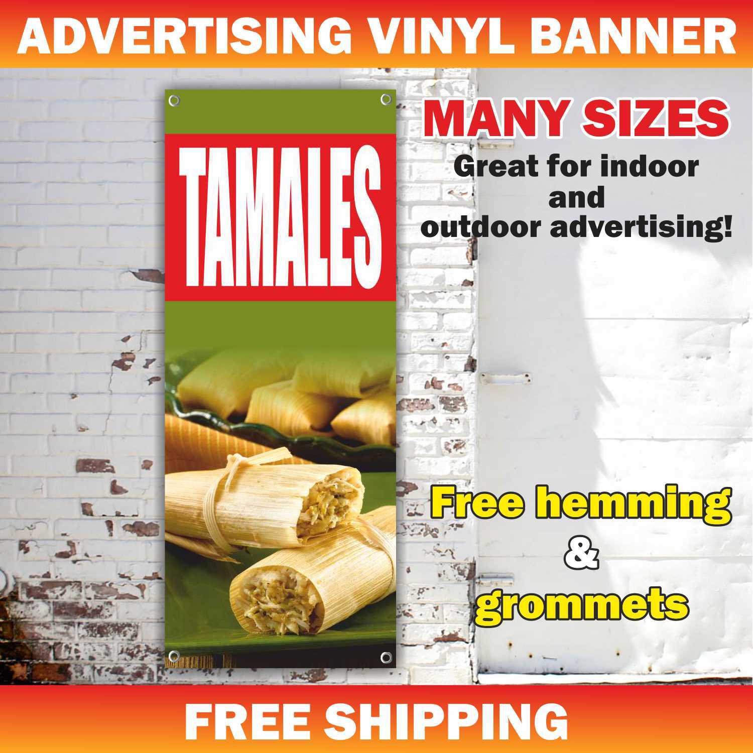 TAMALES Advertising Banner Vinyl Mesh Sign Mexican Food Quesadilla Burrito Tacos