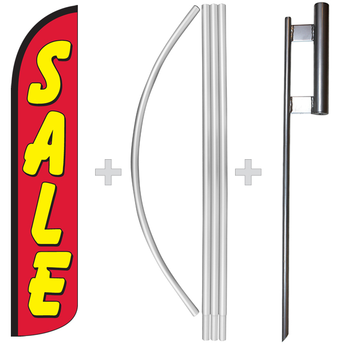 Sale Red/Yellow 15′ Tall Windless Swooper Feather Banner Flag & Pole Kit