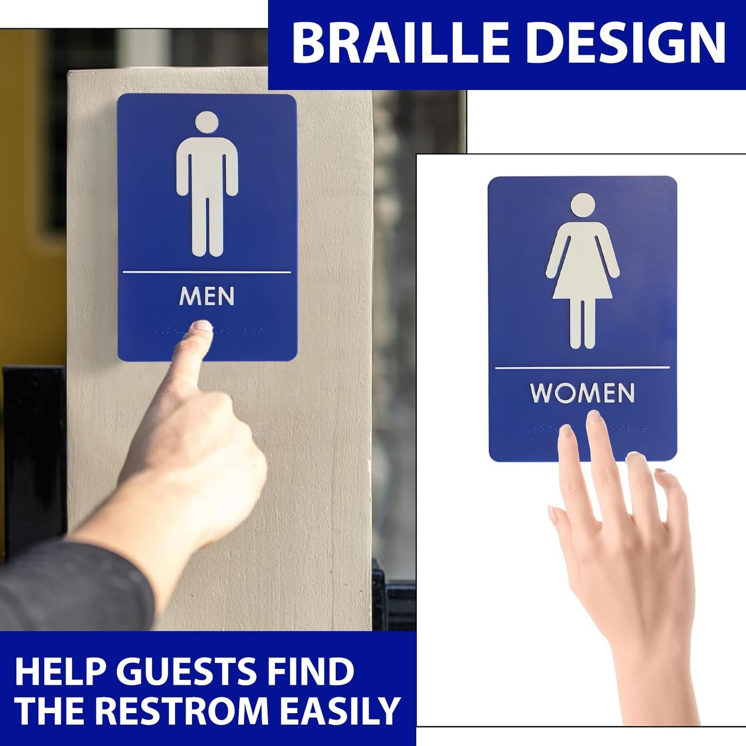 Men’s and Women’s Restroom Signs, ADA-Compliant Bathroom Door Signs for Offic…