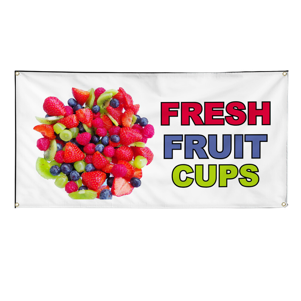 Vinyl Banner Multiple Sizes Fresh Fruit Cups Food Fair Restaurant Cafe Market