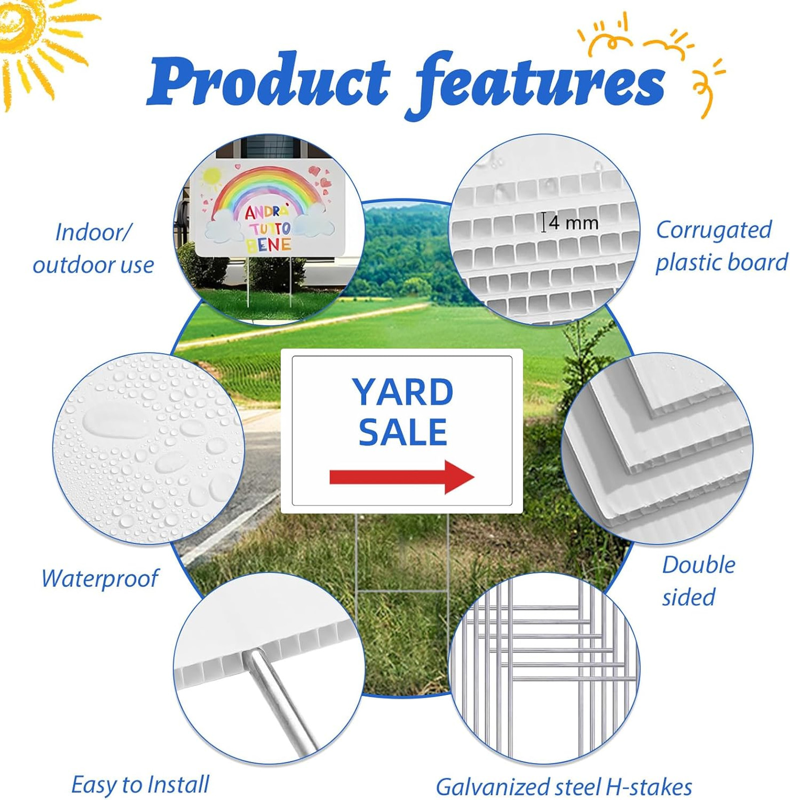 Yard Signs with Stakes 17×12 Inches Corrugated Plastic 2 Pack for Sale Outdoor