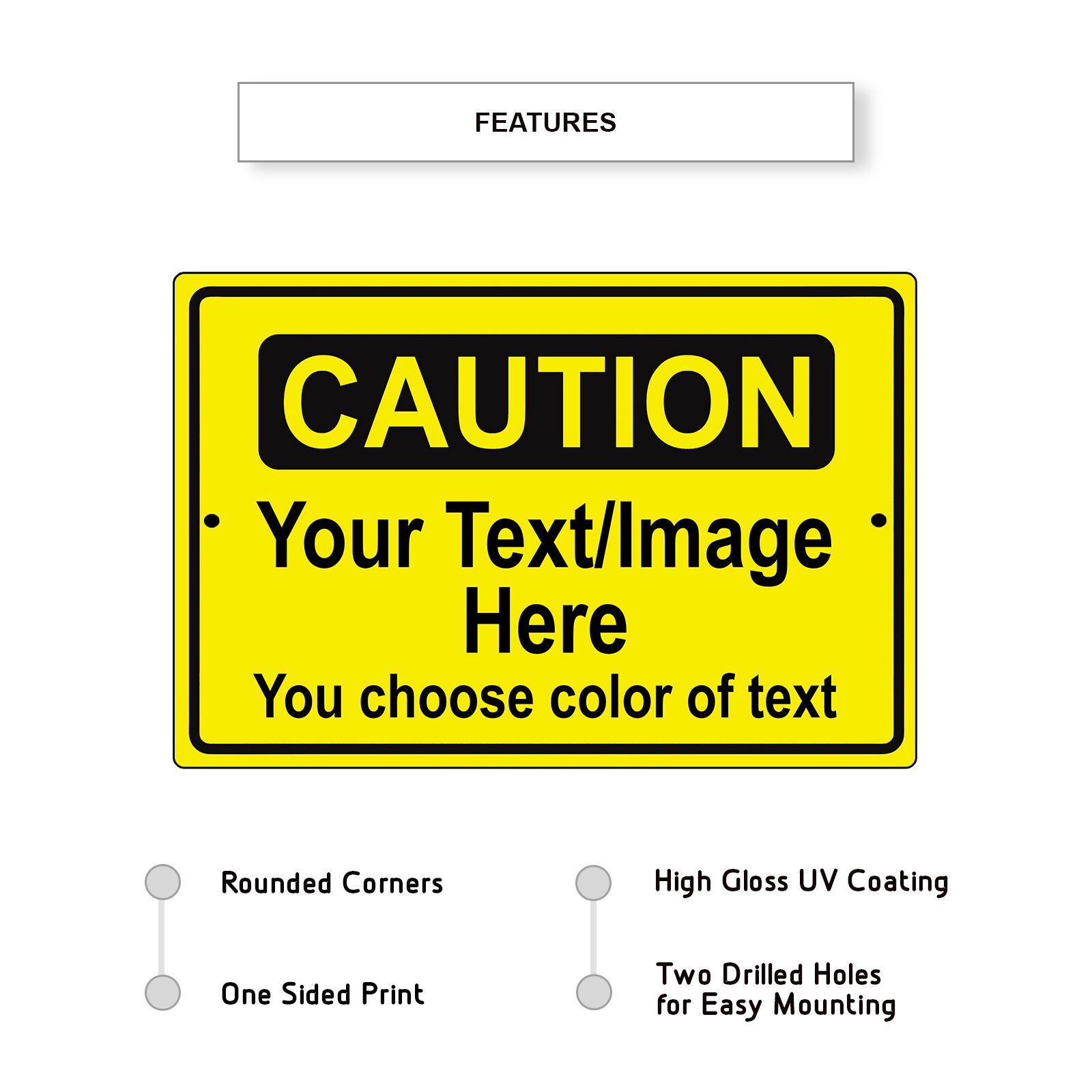 Custom Sign Caution Text Or Image Design Personalized Text Aluminum Metal Sign