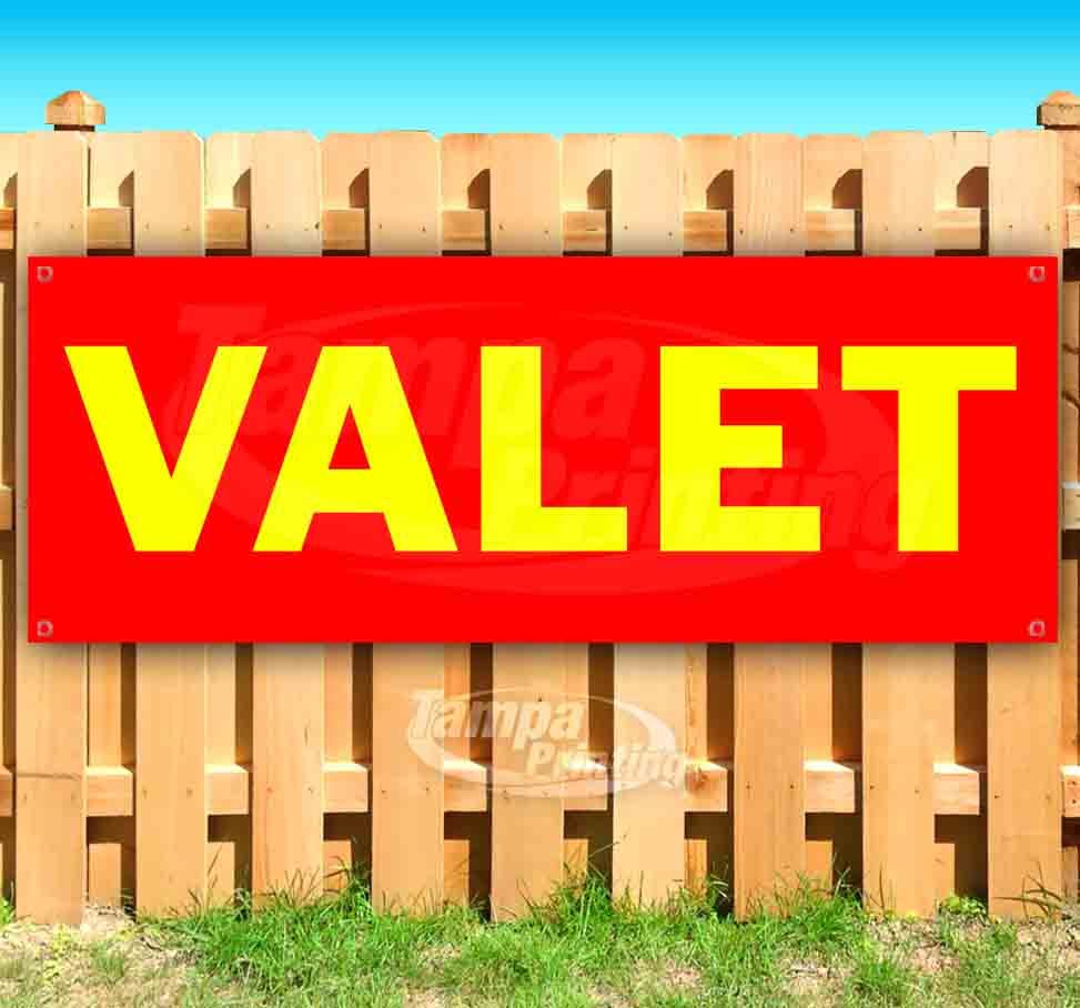 VALET RED/YEL Advertising Vinyl Banner Flag Sign Many Sizes DIRECTIONAL