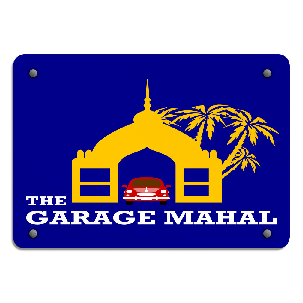 Horizontal Metal Sign The Garage Mahal Parking Weatherproof Street Signage