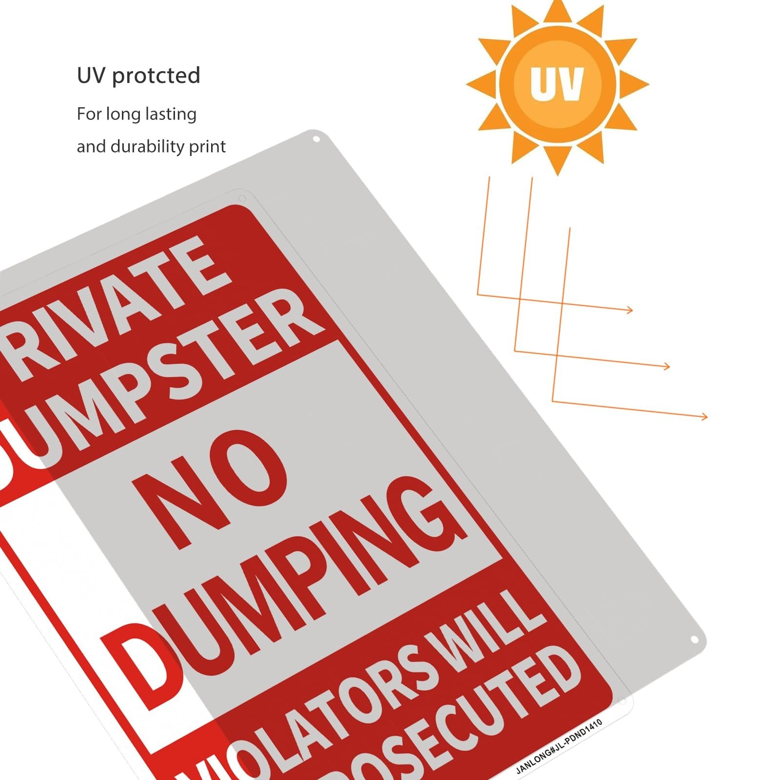 2 Pack Private Dumpster- No Dumping Sign, 14″x 10″ Aluminum No Dumping-Violat…