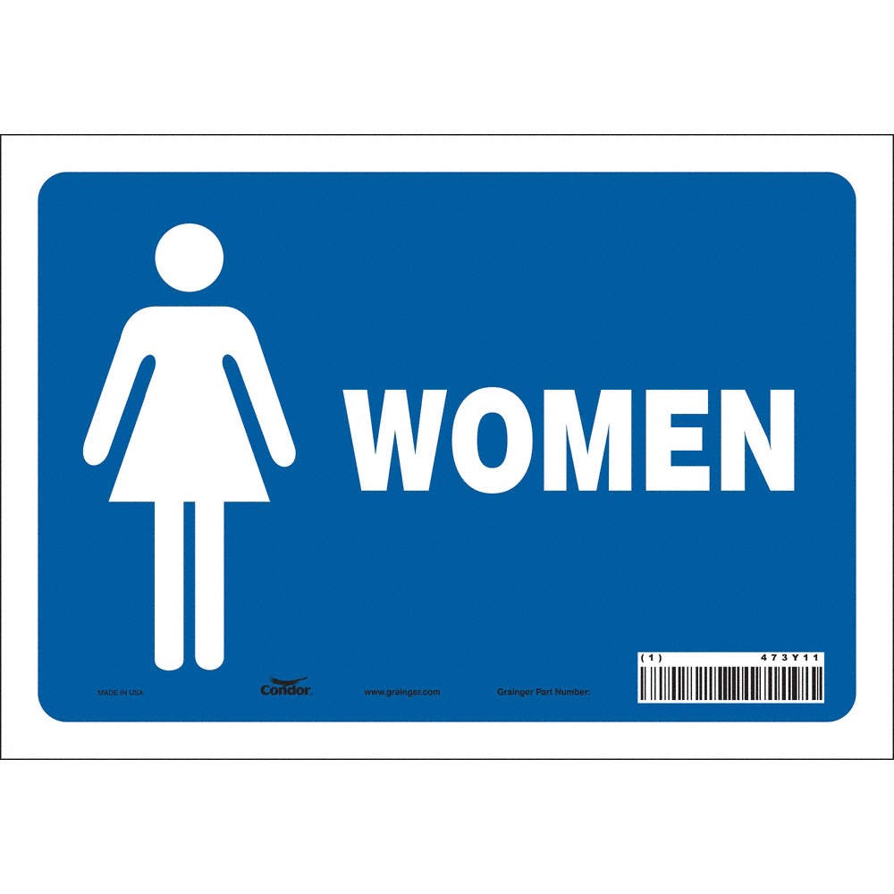 CONDOR 473Y11 Restroom Sign,10″ W,7″ H,0.004″ Thick 473Y11