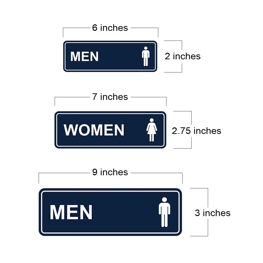 Standard Men Women Restroom Sign Large Black 2 PCS Commercial Office Door