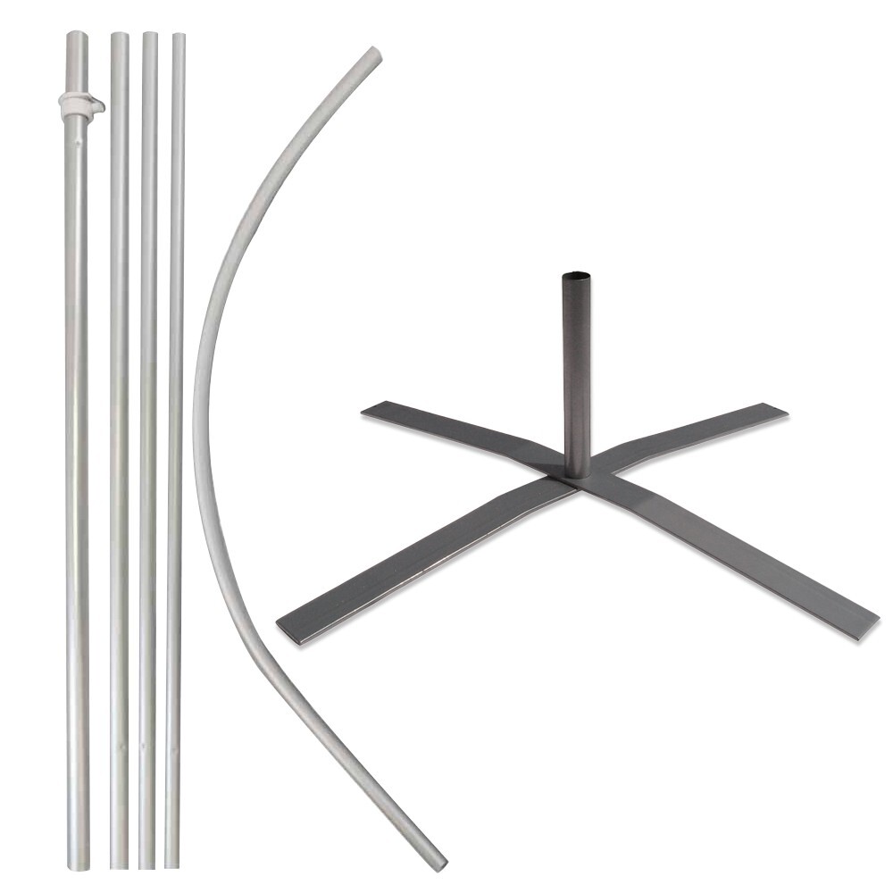 16ft Windless Pole Swooper Pole Full Curve Flag Pole Kit with X stand