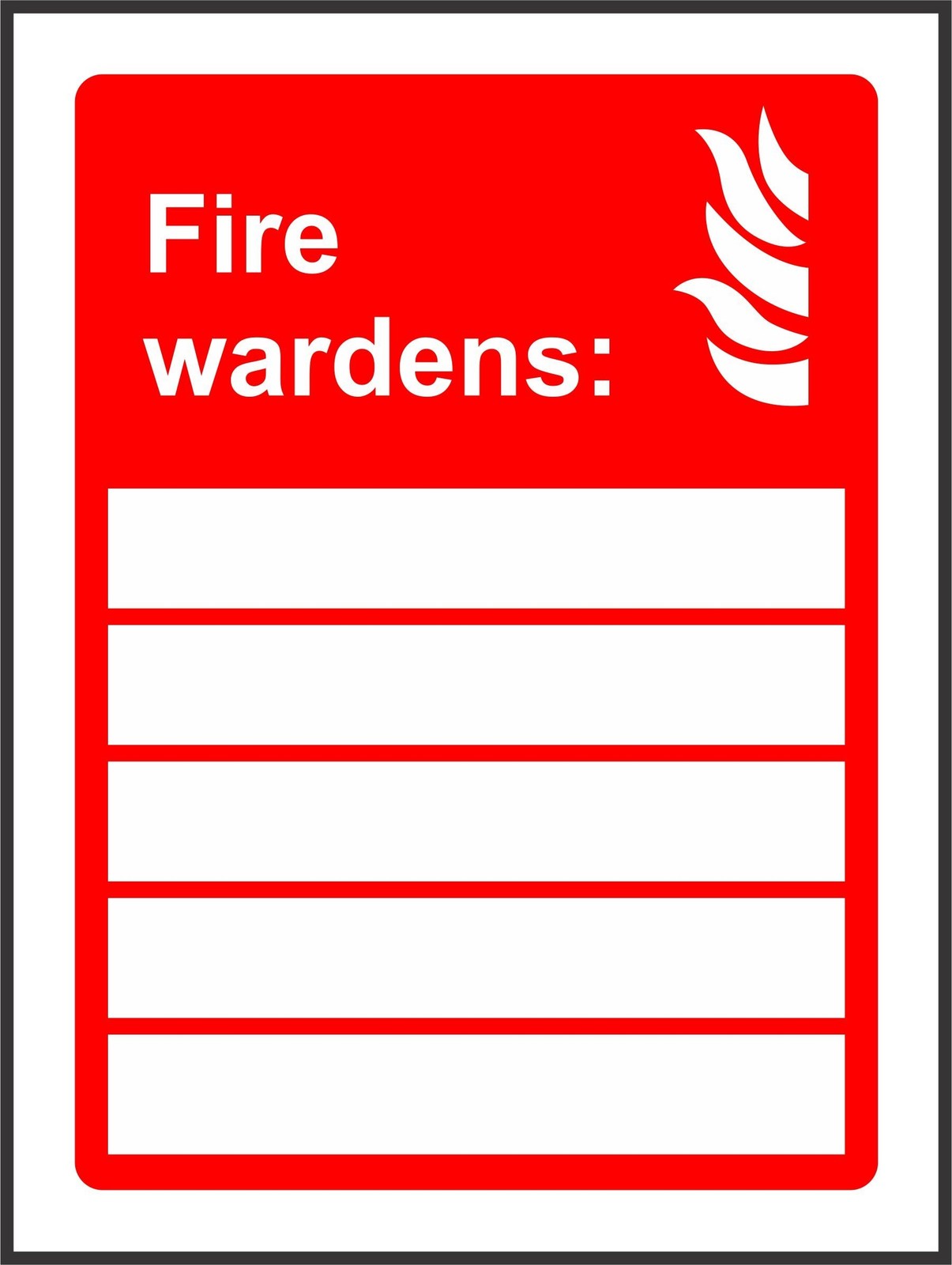 INDIGOS UG – Sticker – Safety – Warning – Fire Warden Sign with 5 Blank Space…