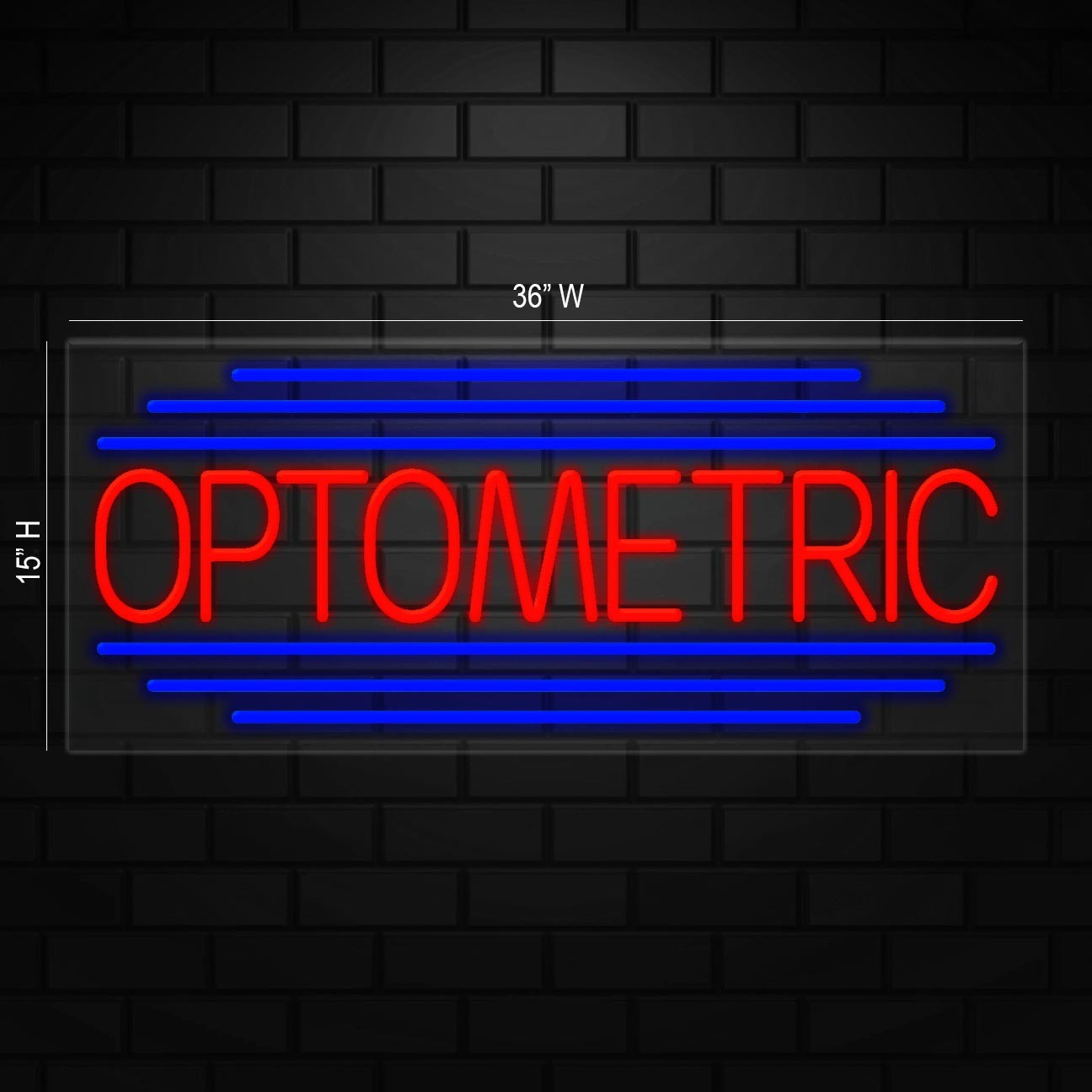 Optometric Sign for Business Displays | LED Flex Neon | 36″W x 15″H x 1″D
