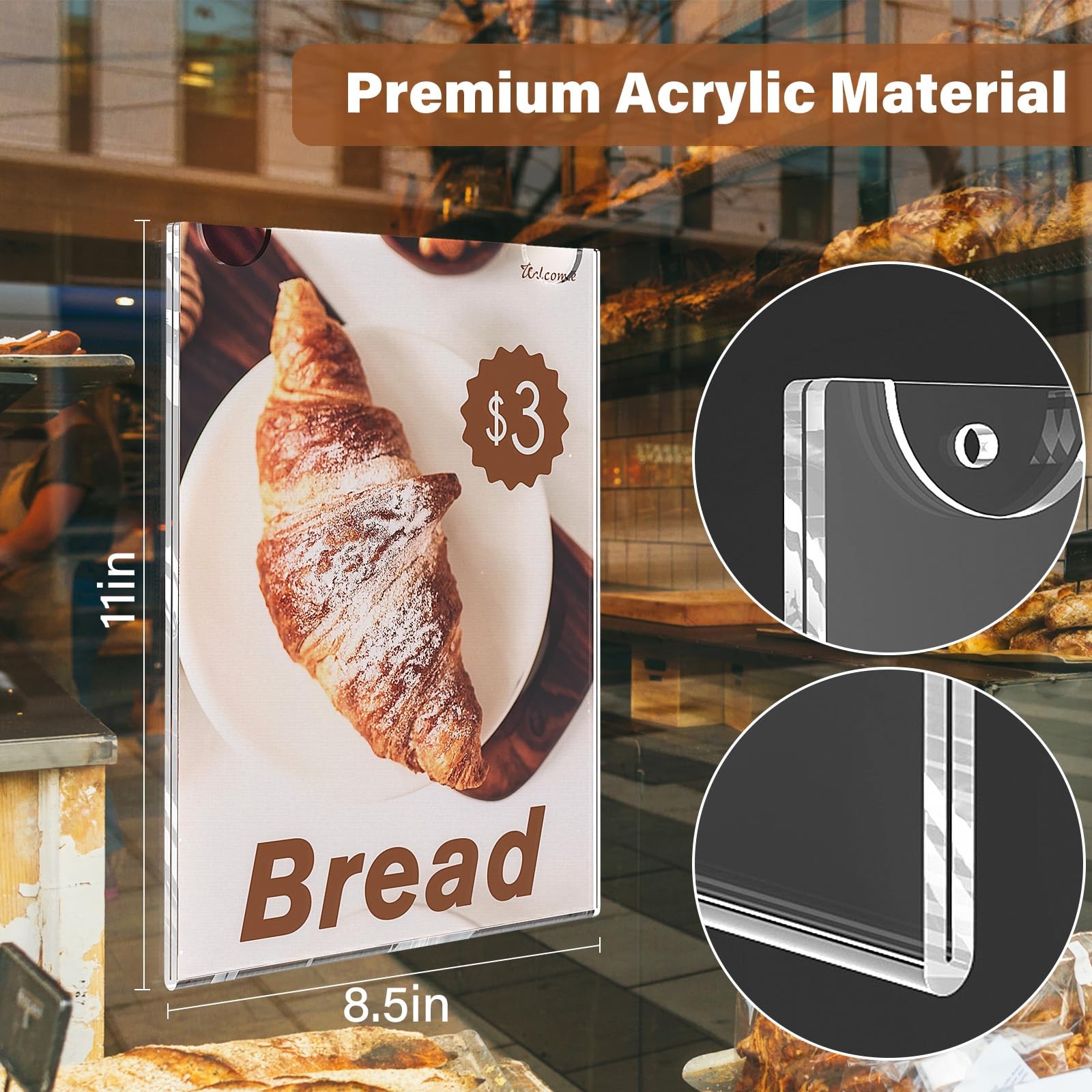Acrylic Sign Holder 8.5 x 11 wall mount,Clear Plastic Poster Holders with 3M …