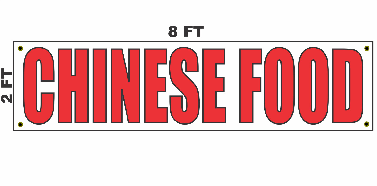 CHINESE FOOD Banner Sign 2×8 for Business Shop Building Store Front Restaurant