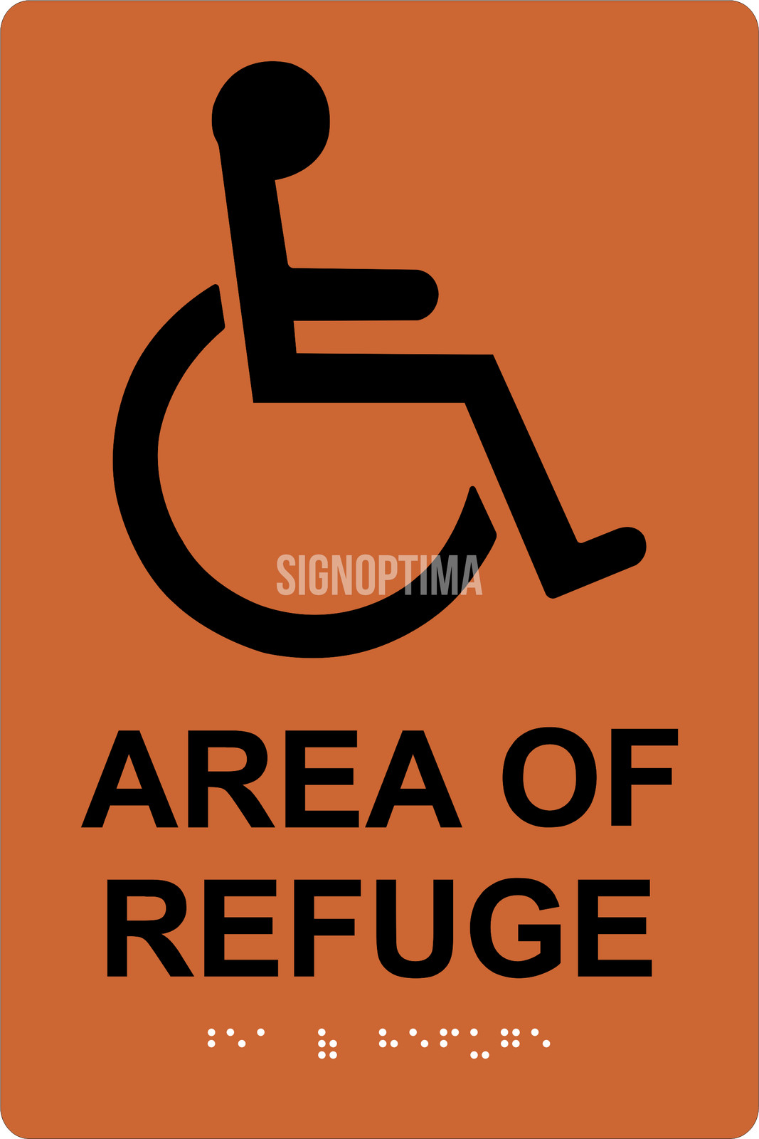 SignOptima™️ ADA Compliant AREA OF REFUGE Sign,Acrylic Braille 6″x9″