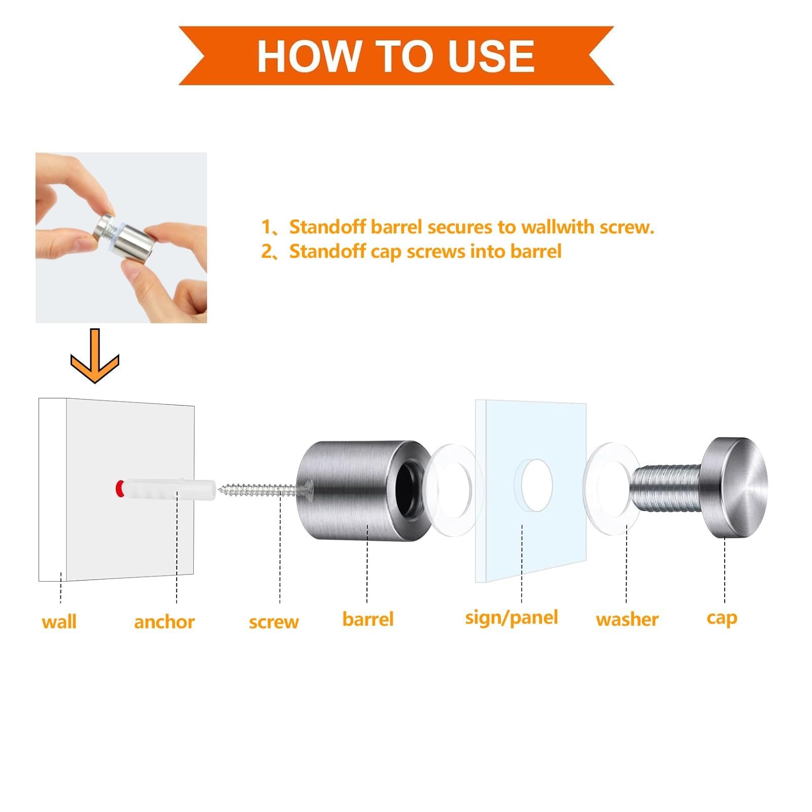 Generic 3/4″ x 4″ Silver 4 Pcs Sign Standoffs