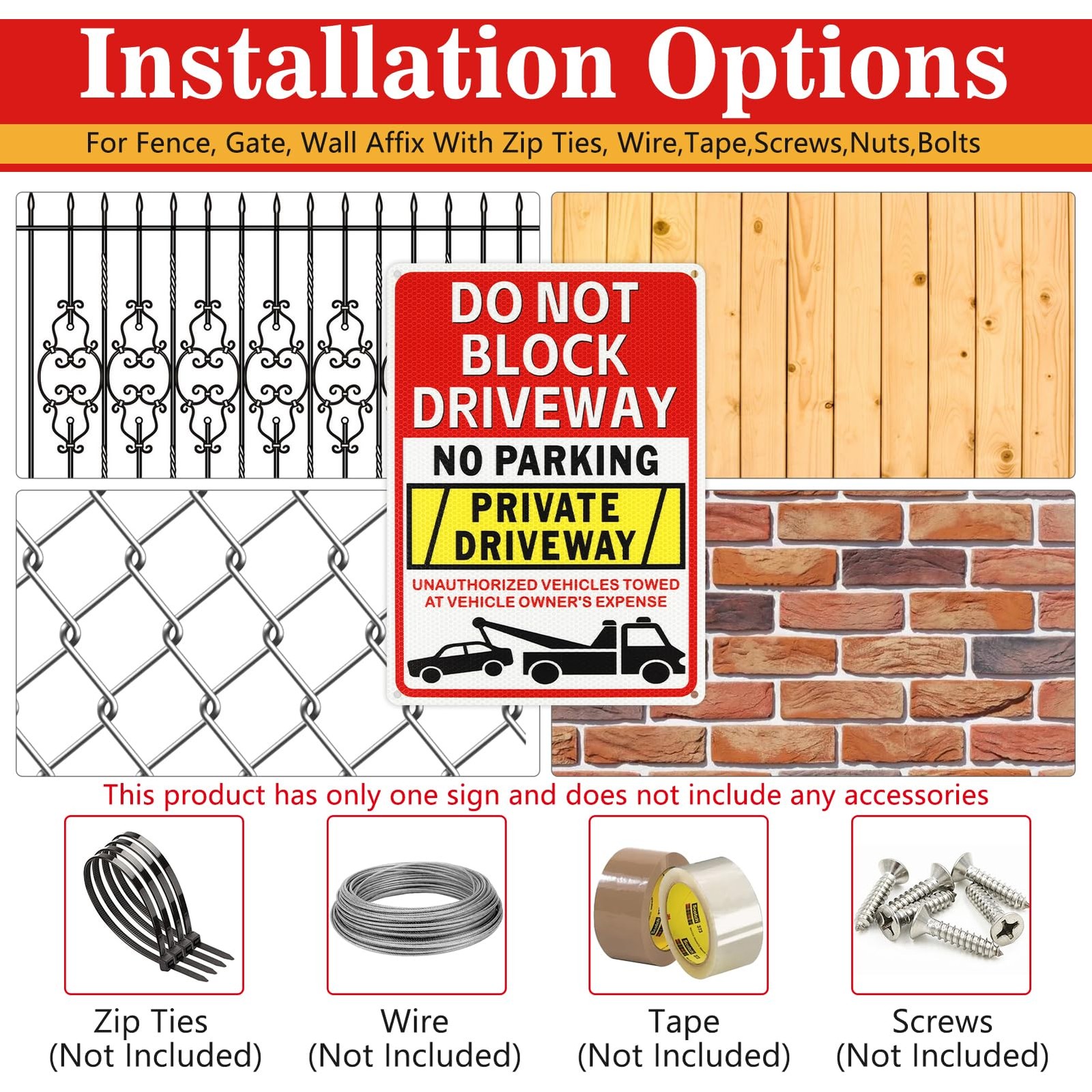 No Parking Sign Do Not Block Driveway Aluminum Sign, 14×10 Inch