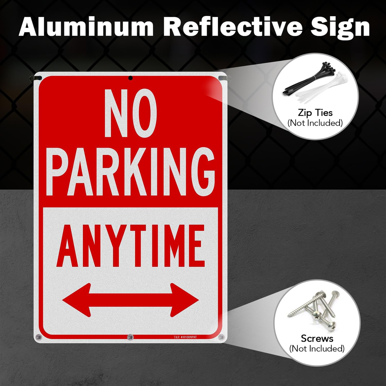 No Parking Anytime Sign, Aluminum Reflective, 14×10 Inches, Weatherproof