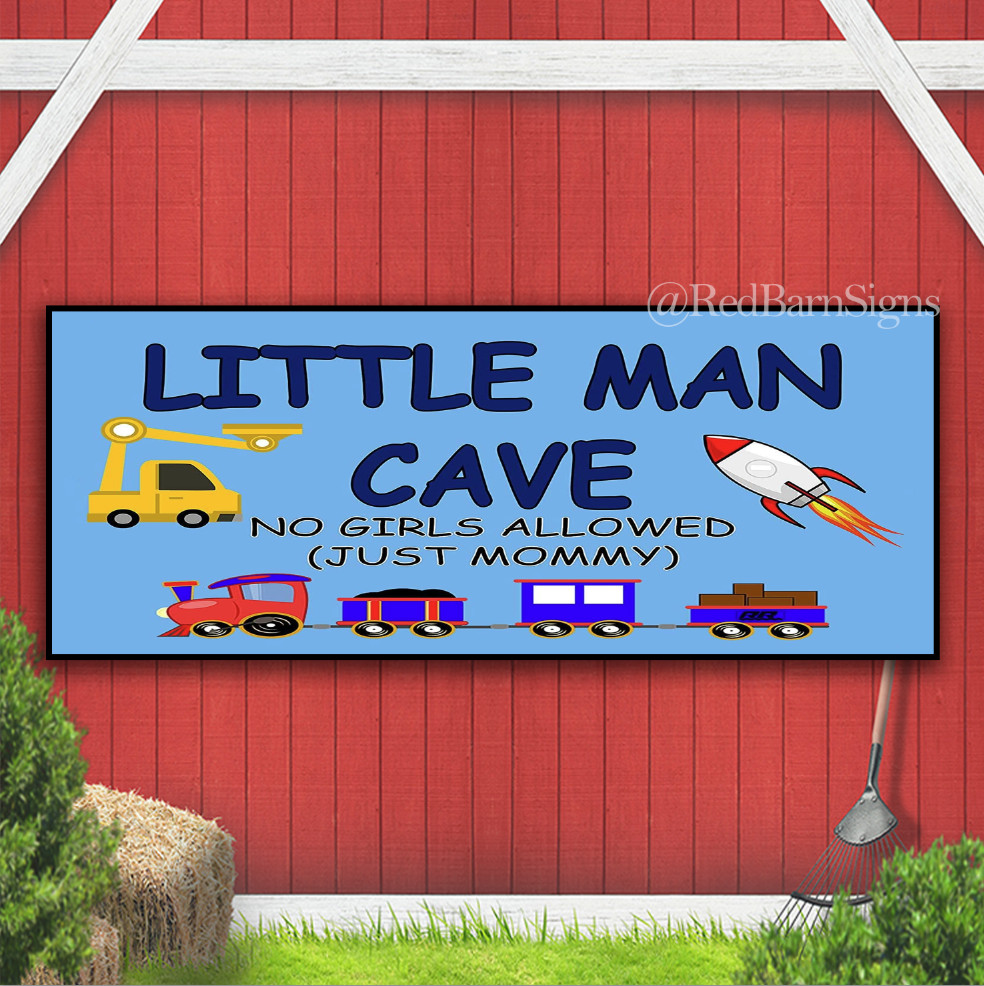 Little Cave Man No Girls Allowed Just Mommy Indoor Outdoor Banner Sign
