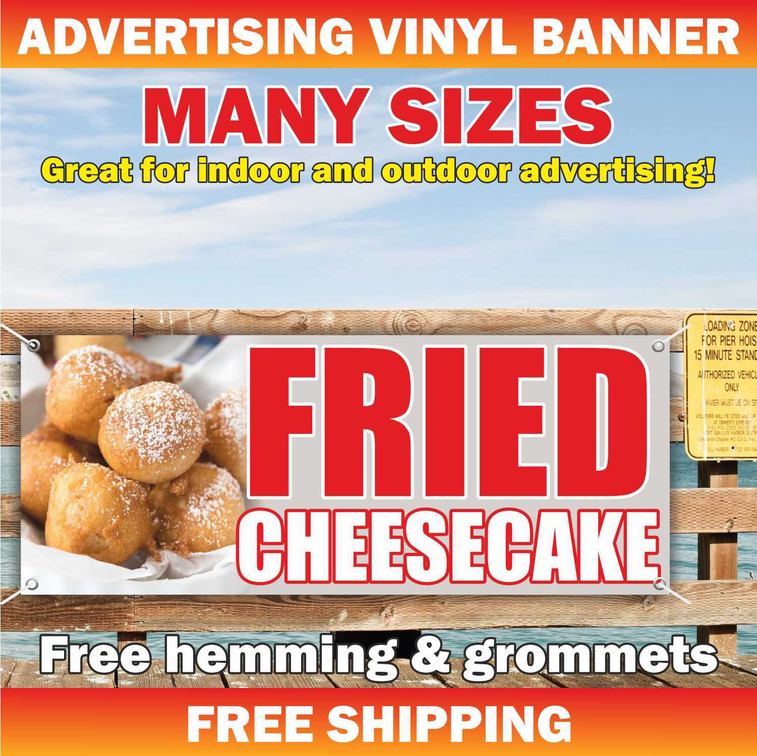 FRIED CHEESECAKE Advertising Banner Vinyl Mesh Sign deep fry fast food bar sub