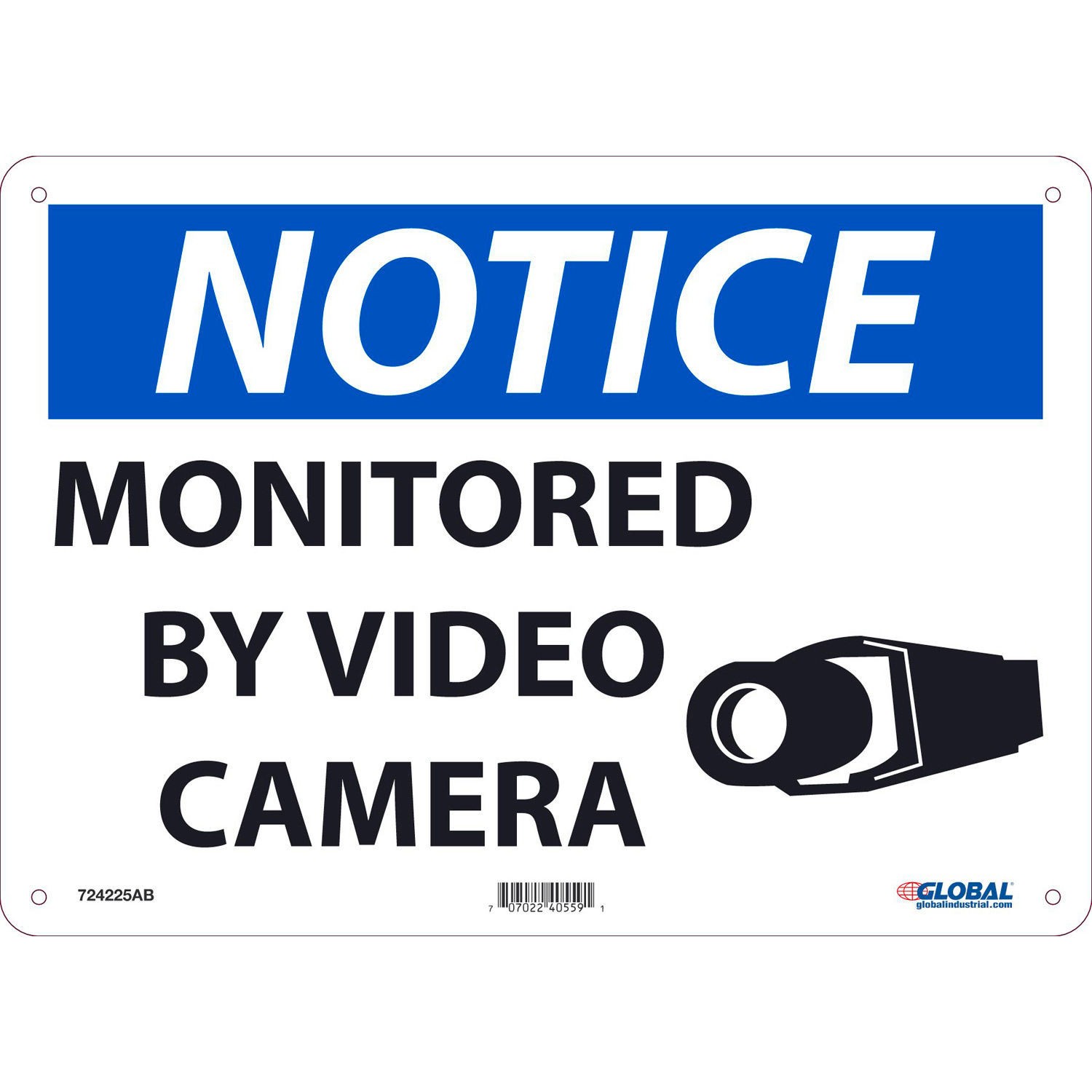 Notice Monitored By Video Camera Sign 10″X14″ Aluminum