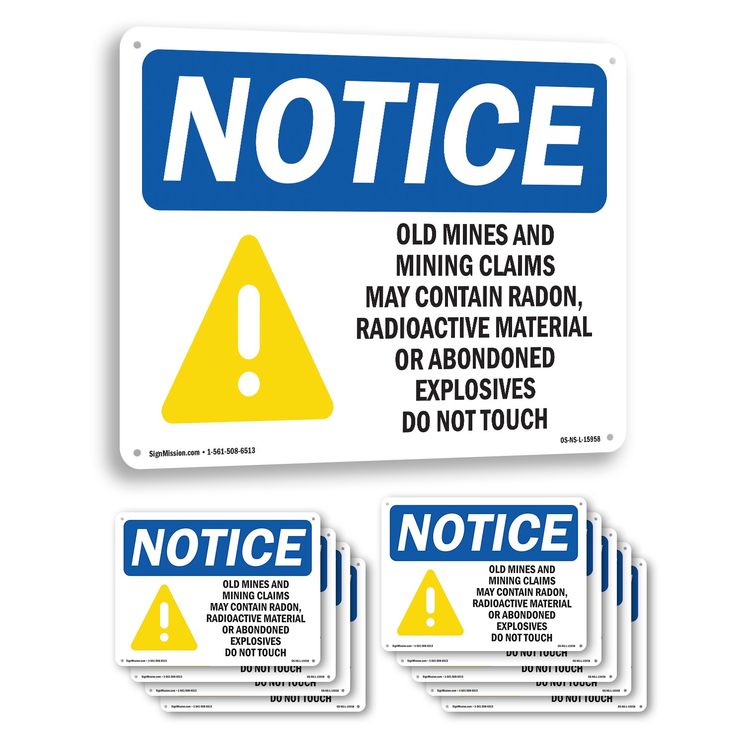 Mines And Mining Claim May Contain Radon OSHA Notice Sign, Decal 5 or 10 Pack