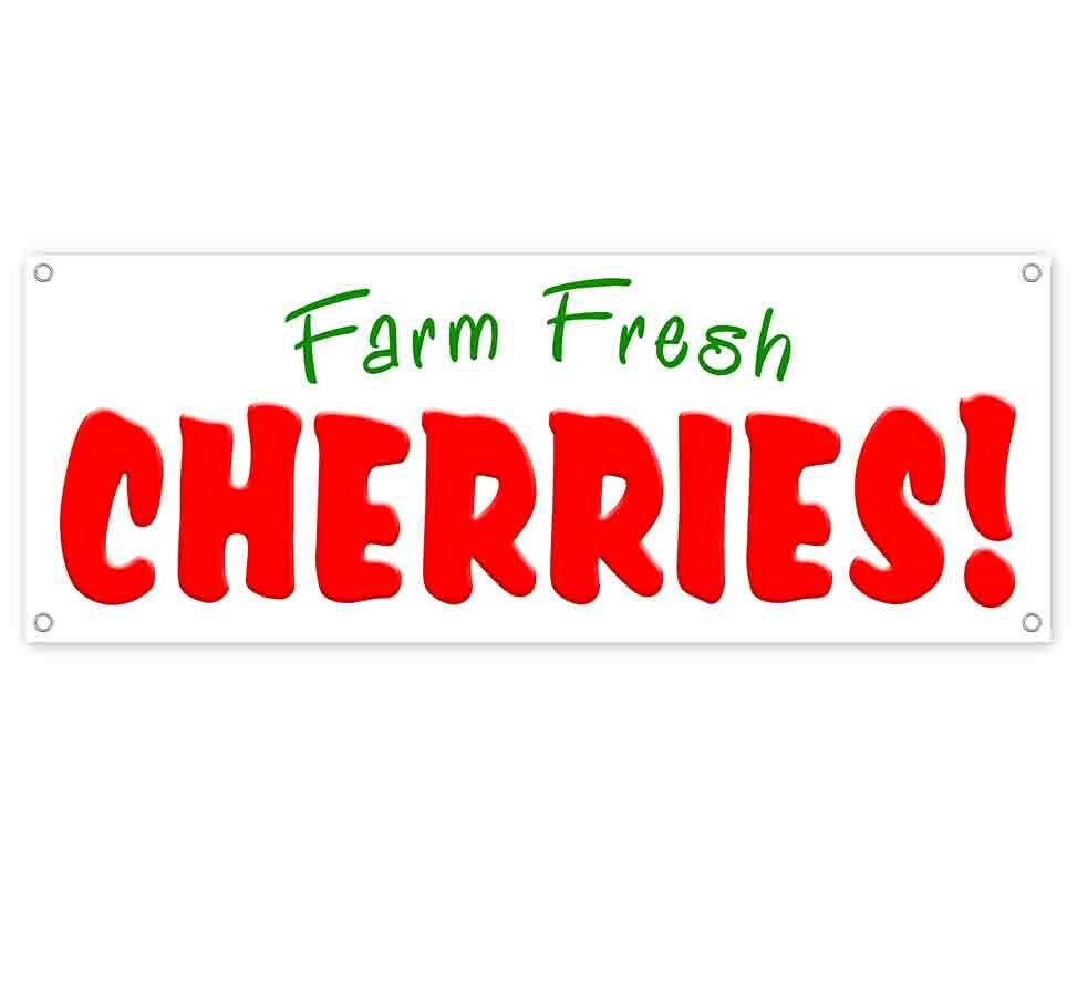 FRESH CHERRIES Advertising Vinyl Banner Flag Sign Many Sizes FRUIT PRODUCE