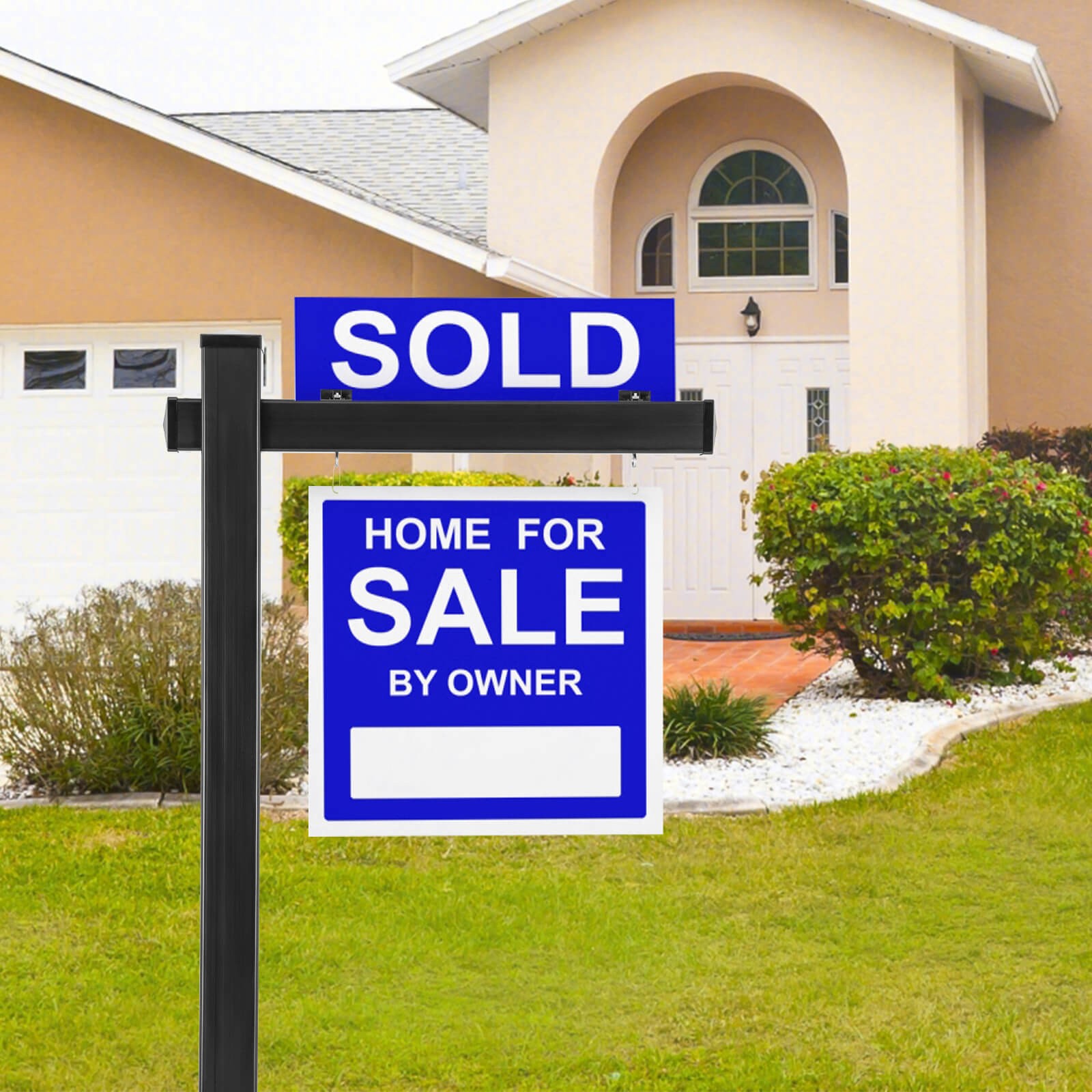 6FT UPVC Realtor Yard Sign Post w/ Steel Stake for Garage Sale Rent Open House
