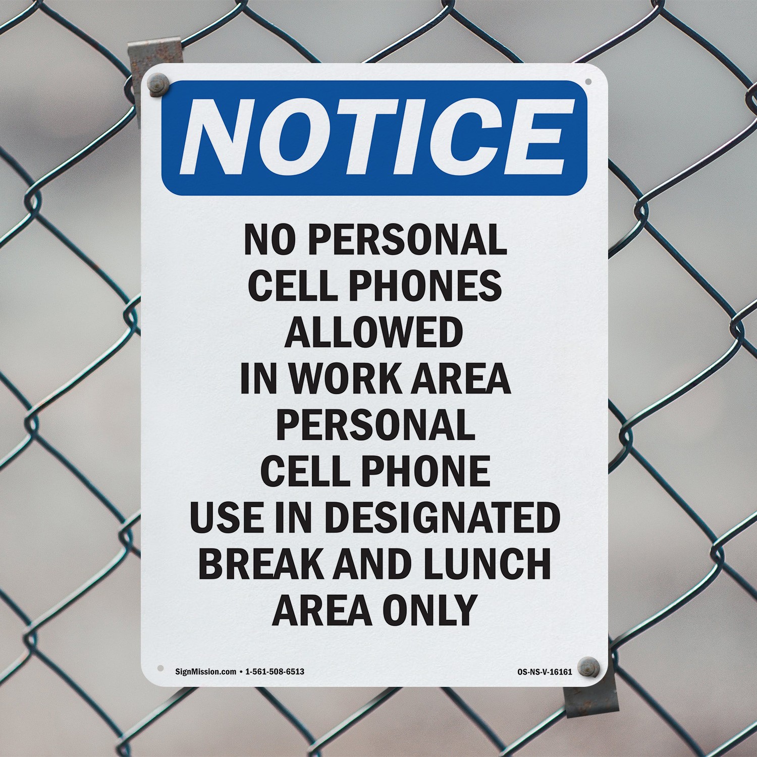 No Personal Cell Phones Allowed OSHA Notice Sign Metal,, Decal 5 or 10 Pack