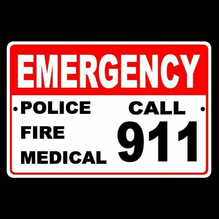 Emergency Call 911 Police Fire Medical Sign / Decal Safety Warning Se001 /