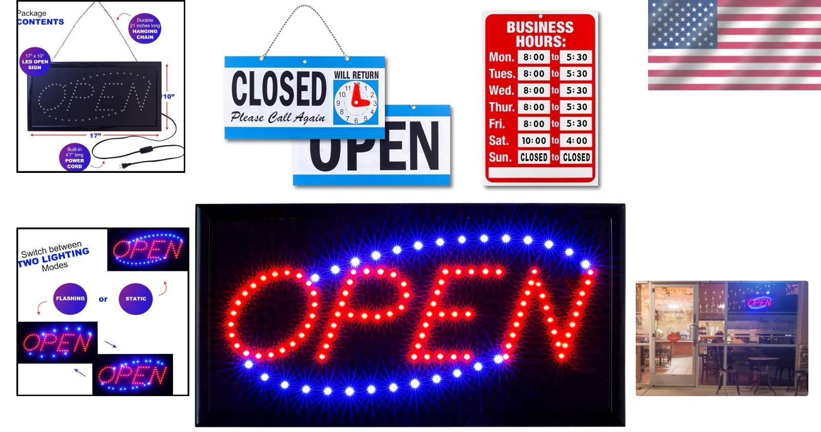 Neon Open Sign for Business in Model 2 Color with Flashing Mode and Business …