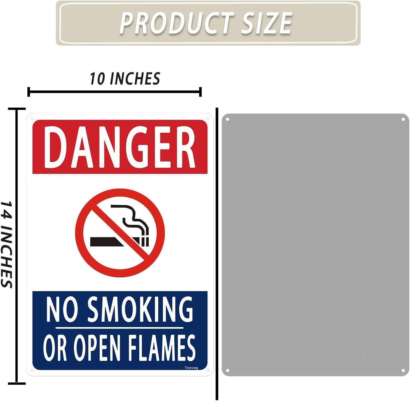 Danger No Smoking or Open Flames Sign Composite Outdoor 14×10 Inches Rust Fre…