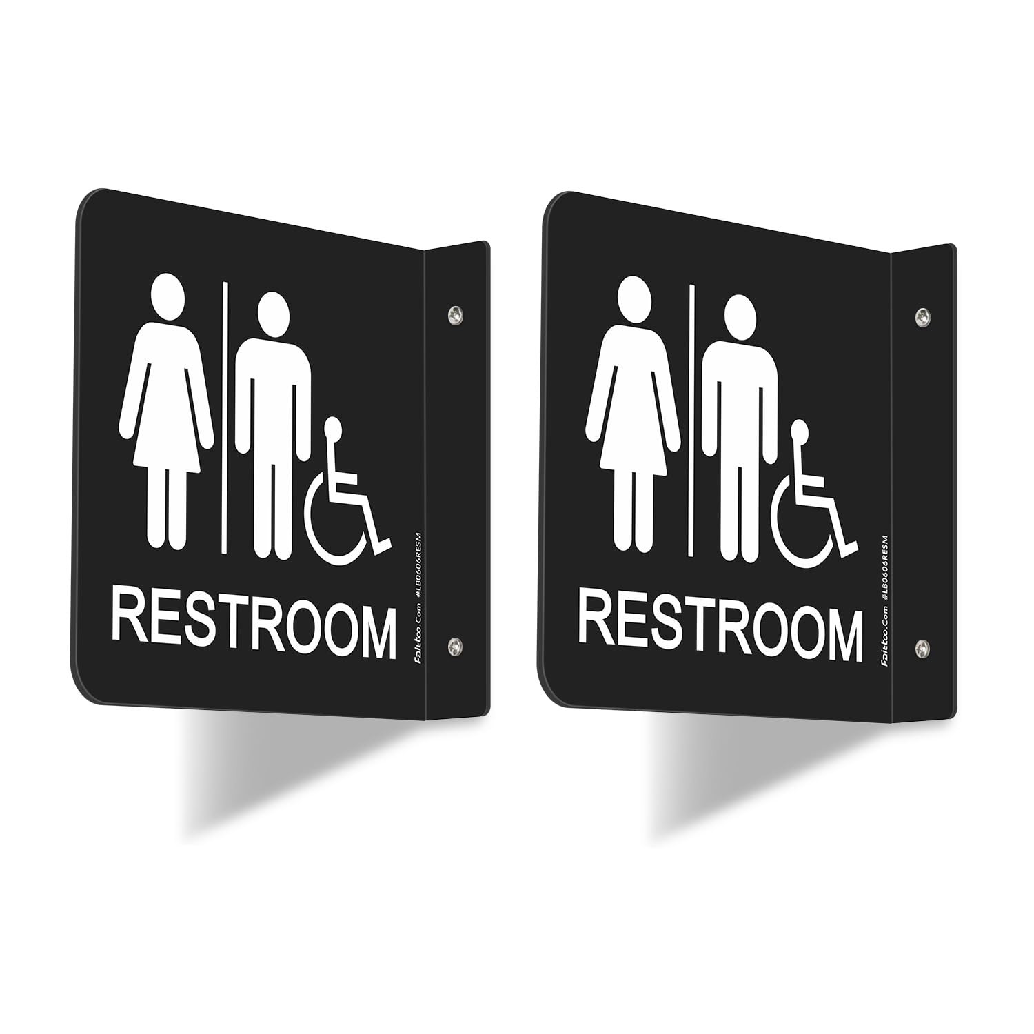 Restroom Sign, Bathroom Signs, (2 Pack) 6 x 6 Inches Acrylic Sign, for Office…