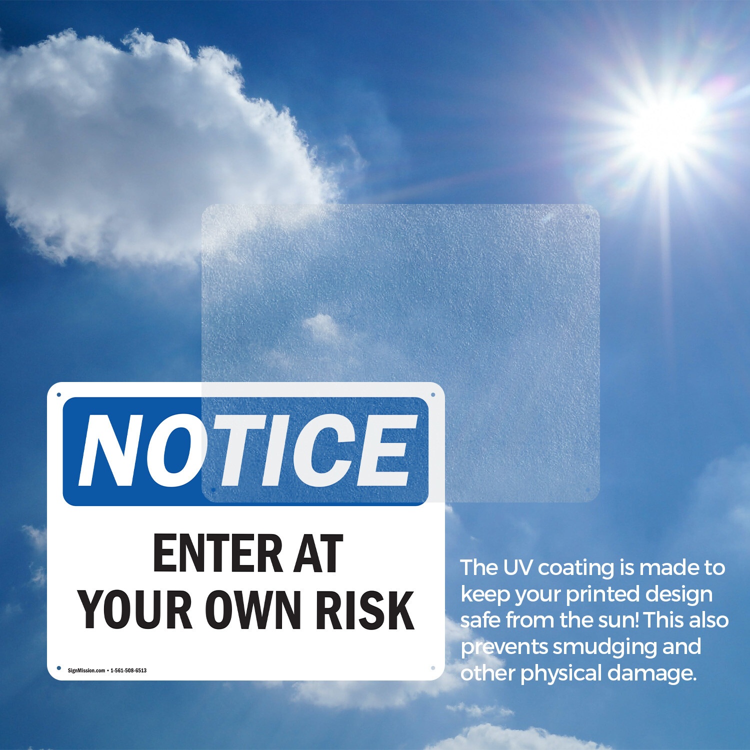 (2 Pack) Enter At Your Own Risk OSHA Notice Sign Decal Metal Plastic