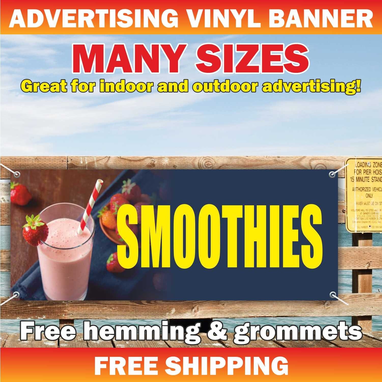 SMOOTHIES Advertising Banner Vinyl Sign health food fresh fruits tea bar drink