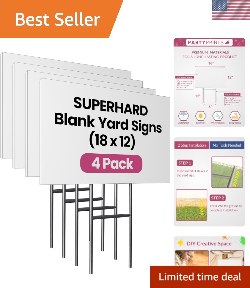 Weather-Resistant 4 Pack 18×12 Blank Yard Signs for All Your Advertising Needs