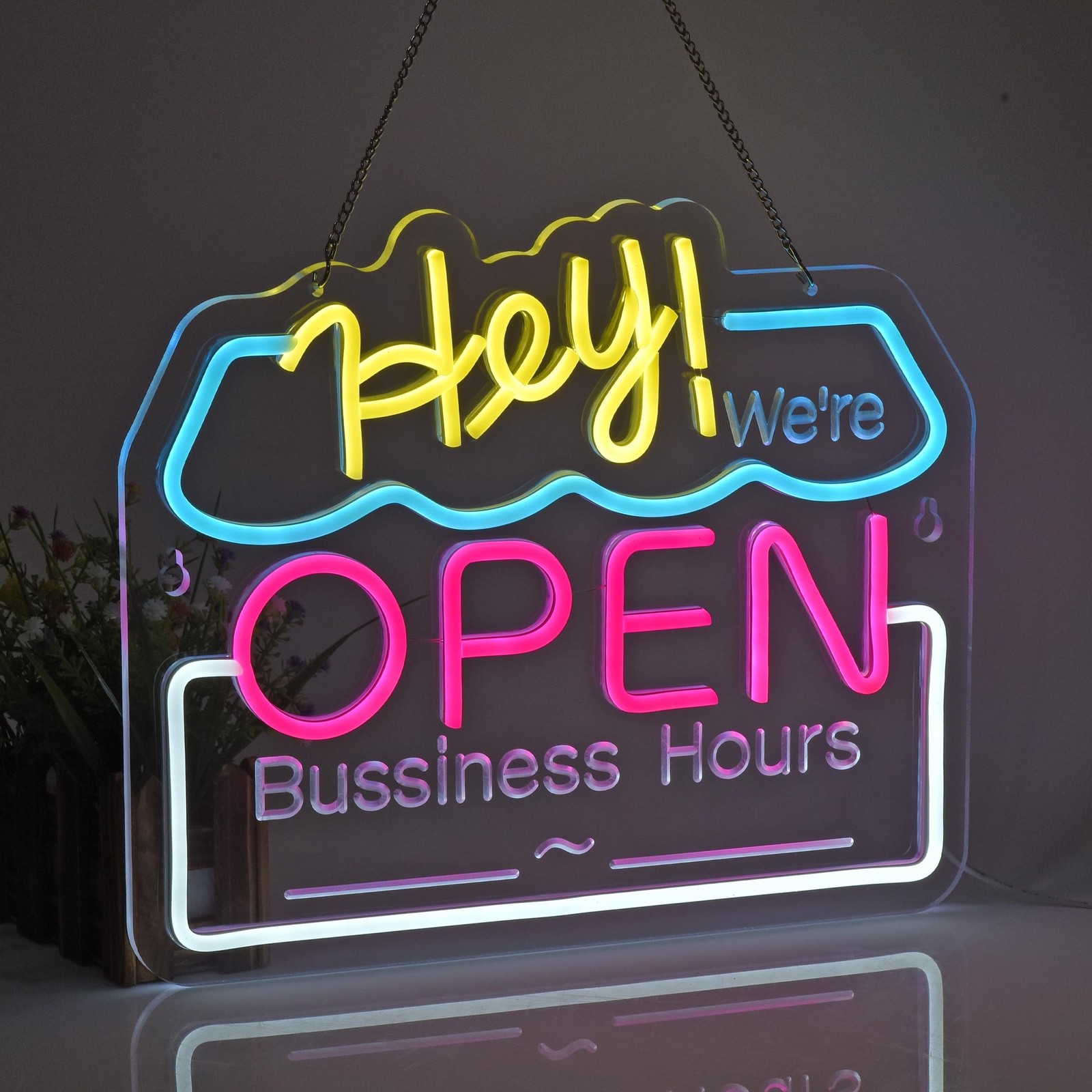 OPEN Neon Sign, Neon Lights Hanging Wall Art Decoration for Business Restatur…