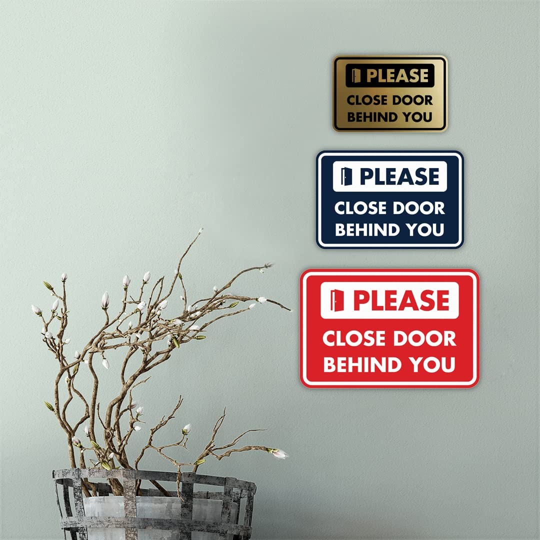 Signs Bylita Classic Framed Please Close Door Behind You Sign Brushed Silver