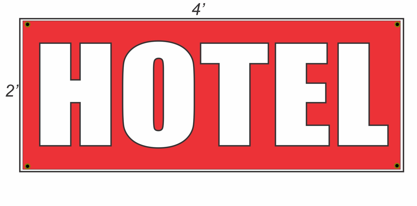 2×4 HOTEL Red with White Copy Banner Sign NEW